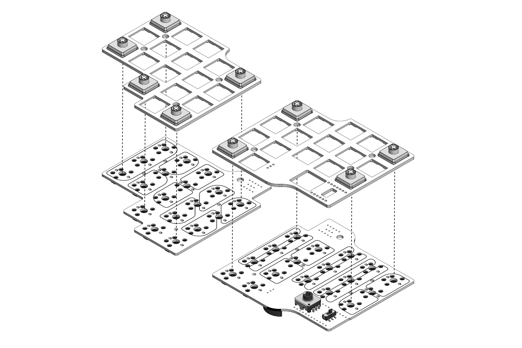 ピンをソケットに合わせ、アクリル製スイッチプレートを取り付ける